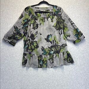 Apt. 9 Green and Gray Peplum Blouse